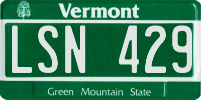 VT license plate LSN429