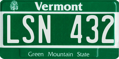 VT license plate LSN432