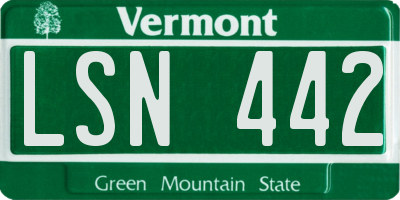 VT license plate LSN442