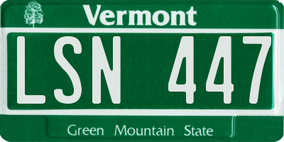 VT license plate LSN447