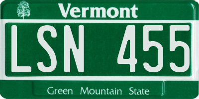 VT license plate LSN455