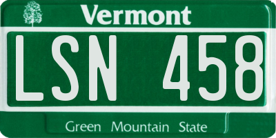 VT license plate LSN458