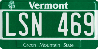 VT license plate LSN469