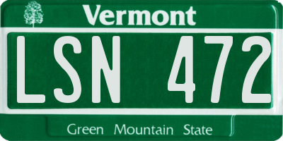 VT license plate LSN472