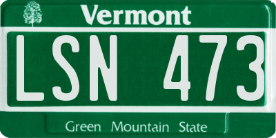 VT license plate LSN473