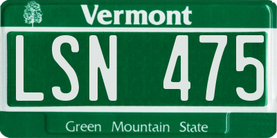 VT license plate LSN475