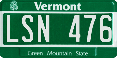 VT license plate LSN476
