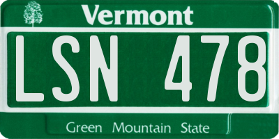 VT license plate LSN478