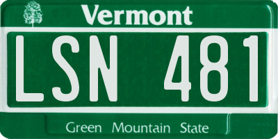 VT license plate LSN481