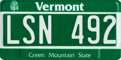 VT license plate LSN492