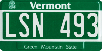 VT license plate LSN493