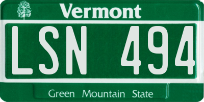 VT license plate LSN494