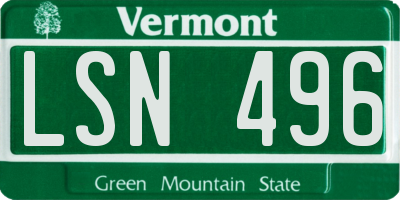 VT license plate LSN496