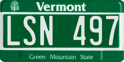 VT license plate LSN497