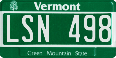 VT license plate LSN498