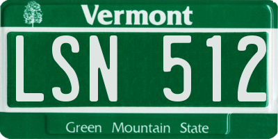 VT license plate LSN512