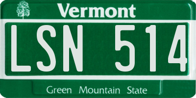 VT license plate LSN514