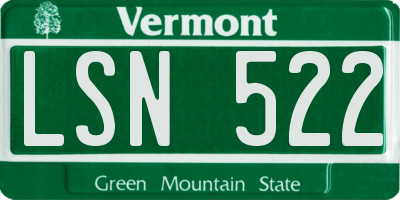 VT license plate LSN522