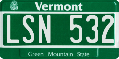 VT license plate LSN532