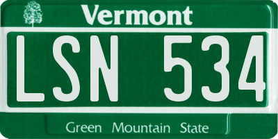 VT license plate LSN534