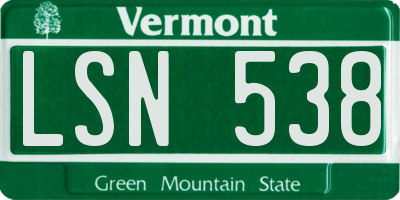 VT license plate LSN538