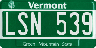 VT license plate LSN539