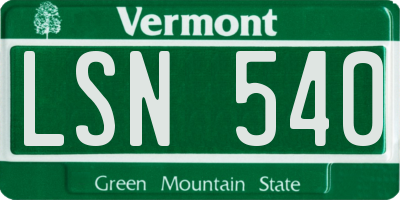VT license plate LSN540