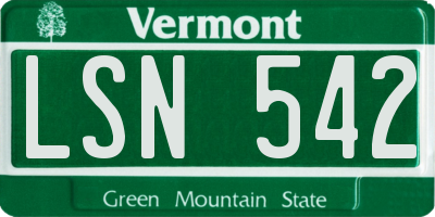 VT license plate LSN542
