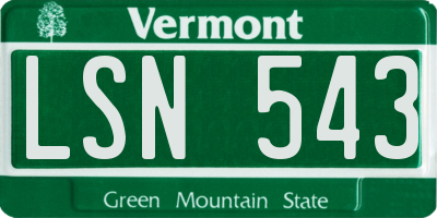 VT license plate LSN543