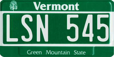 VT license plate LSN545
