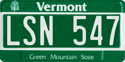 VT license plate LSN547