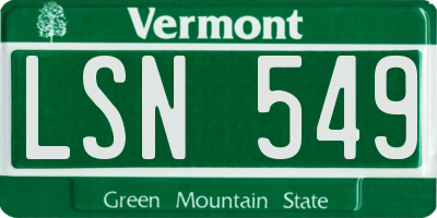 VT license plate LSN549