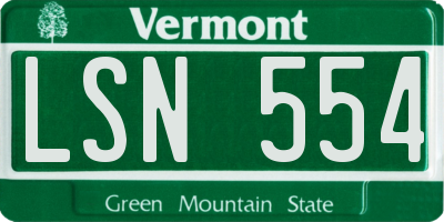 VT license plate LSN554