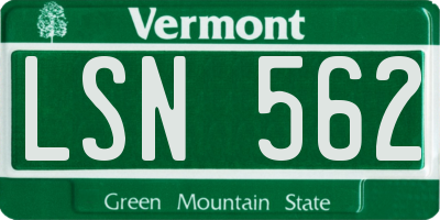VT license plate LSN562