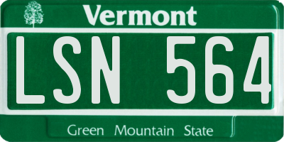 VT license plate LSN564