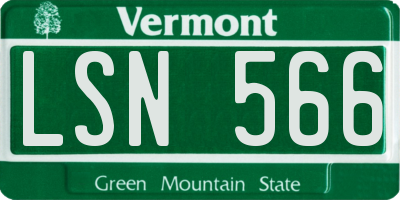 VT license plate LSN566