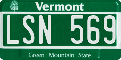 VT license plate LSN569