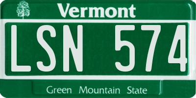 VT license plate LSN574