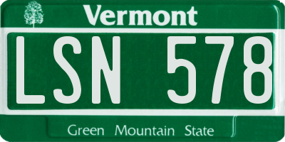 VT license plate LSN578