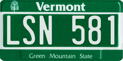VT license plate LSN581