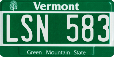 VT license plate LSN583