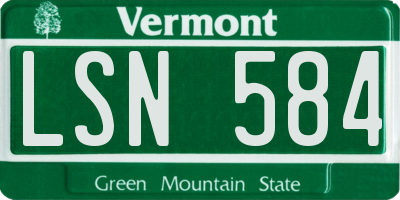 VT license plate LSN584