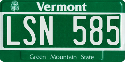 VT license plate LSN585