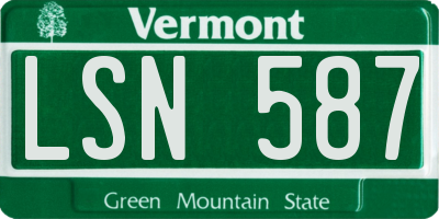 VT license plate LSN587