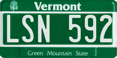 VT license plate LSN592