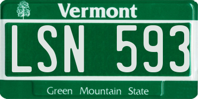 VT license plate LSN593