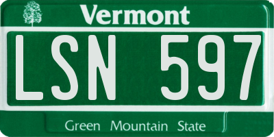 VT license plate LSN597