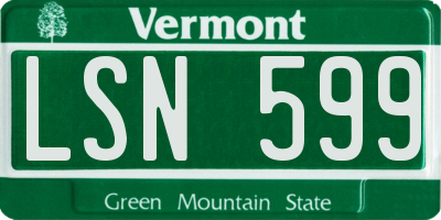 VT license plate LSN599