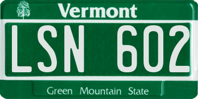 VT license plate LSN602