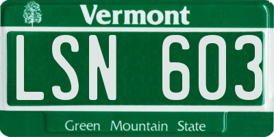 VT license plate LSN603